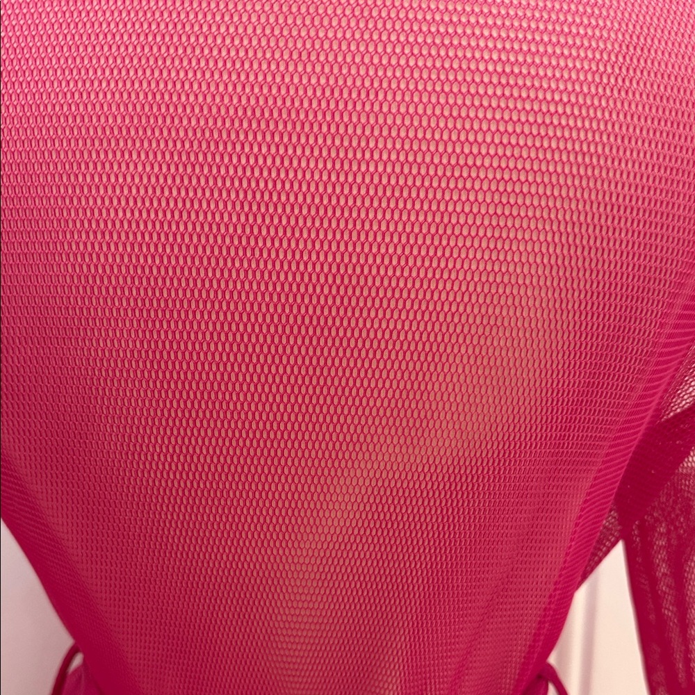 One of a Kind unique Vibrant Pink Sheer Trench Coat- Sz Med - Picture 5 of 7